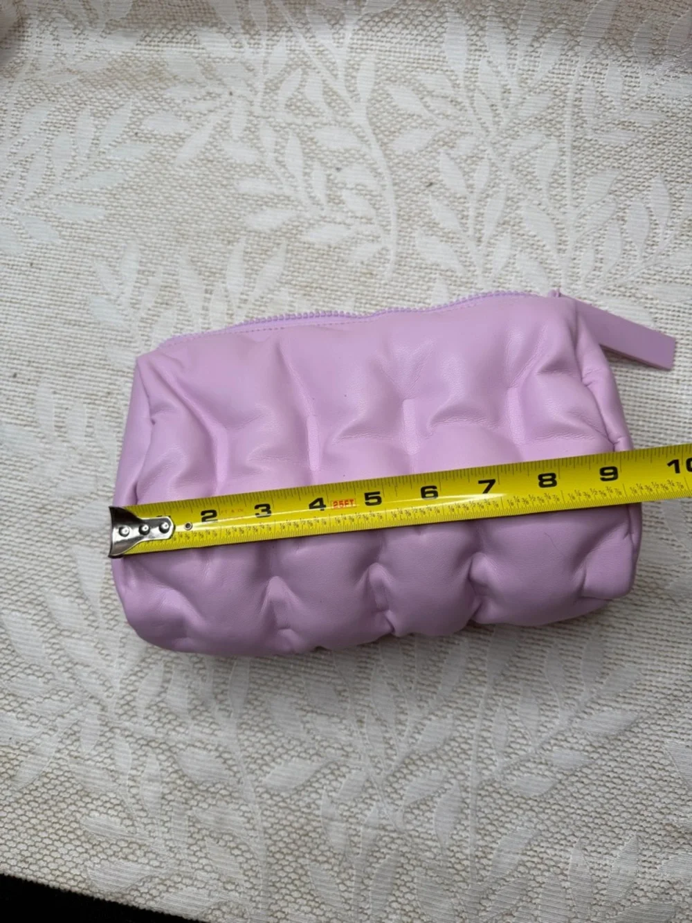 Drunk Elephant purple Lavender puffer pouch. Makeup Travel Bag
